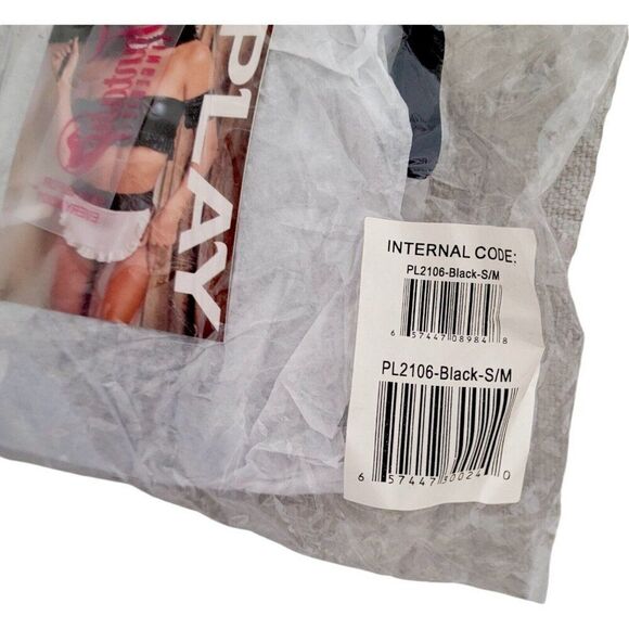 NEW Fantasy Lingerie PLAY French Maid Wet Look 4-Piece Lingerie Costume Set S/M‎ - Picture 11 of 13